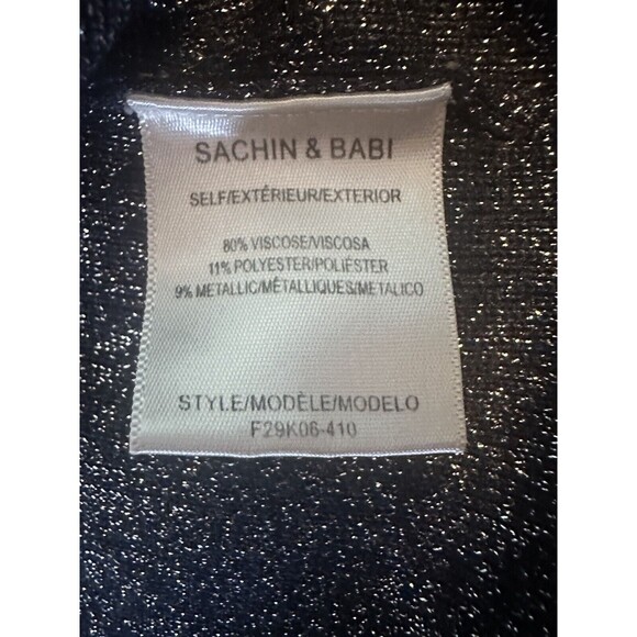 SACHIN & BABI Amelie Metallic Navy Blue Knit Long Sleeve‎ Dress SIZE SMALL - Picture 7 of 13
